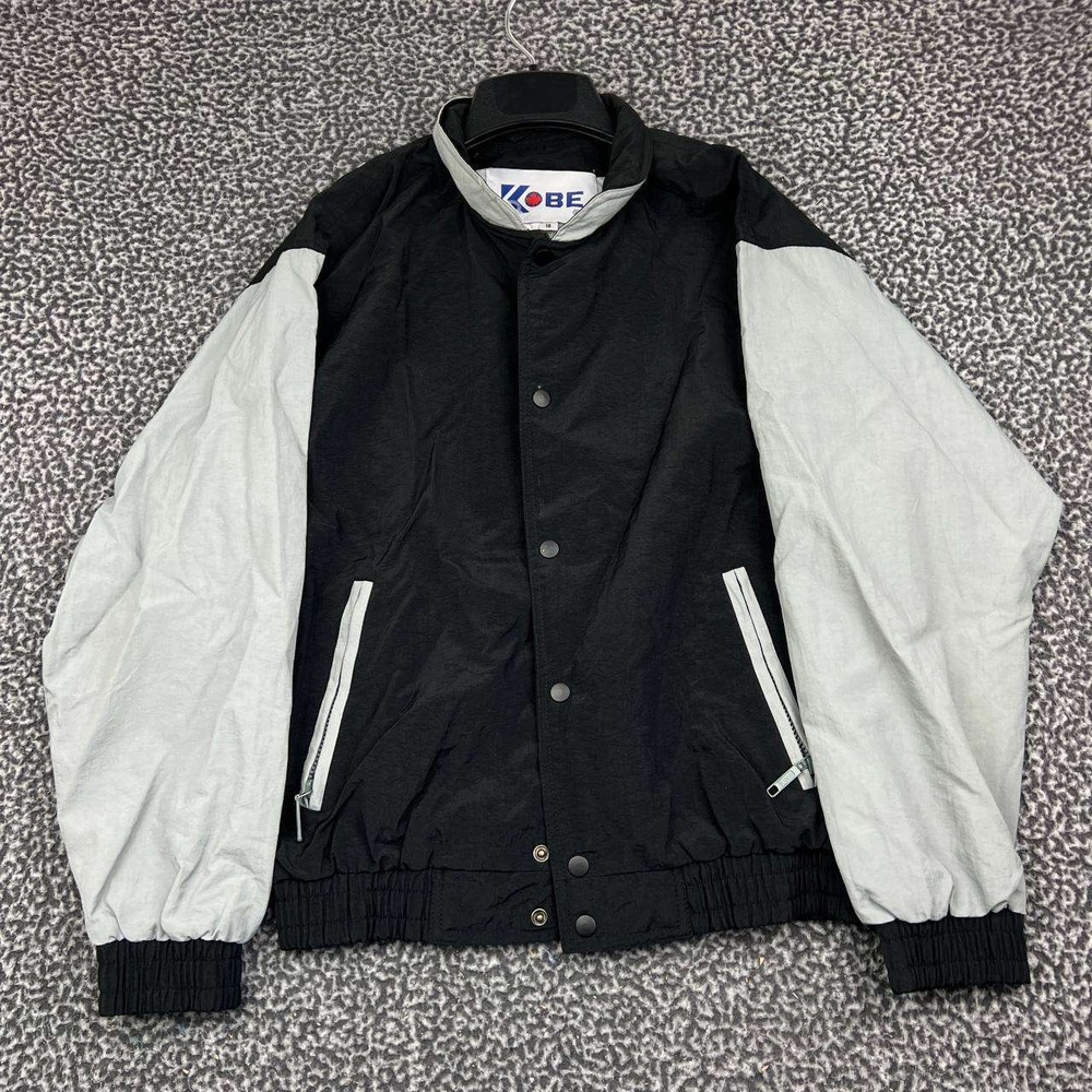 Vintage Kobe Sportswear Bomber Jacket Women 18 Black Gray Long Sleeve